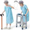 LumenVela Nonna Costume, Kit Parrucca da Nonnina 8 Pezzos Costumi da Vecchia Signora con Bastone da Passeggio, Deambulatore, Parrucca Nonna, Collana di Perle per Carnevale (Blu, XL)