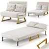 Shally Dogan Poltrona Letto Reclinabile 2 Posti Chaise Lounge in Velluto Convertibile Crema