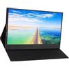 CCYLEZ Monitor portatile per laptop da 13,3 pollici, tipo C 1080P HD Multimedia Interface Display con bordo sottile copertura in pelle monitor esterno per PC portatile