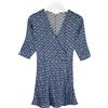 Maje Reanny Abito Donna Piccolo 3/4 Maniche con Motivo Scollo A V Wrap Blu Mini