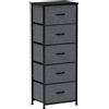 HOMCOM Cassettiera 5 cassetti, cassetti in tessuto pieghevoli, struttura in acciaio nera, 45 x 30 x 116 cm Grigio scuro | Aosom Italy