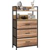 HOMCOM Mobile da inserimento stile industriale comoda 3 cassetti in tessuto rimovibili e 2 ripiani - 60 x 29 x 101cm - MDF e metallo