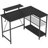 HOMCOM Scrivania gaming angolare, supporto per monitor, ripiano a rete regolabile, 114,5x82x91,5cm, Nero | Aosom Italy