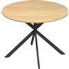 HOMCOM Tavolo da Pranzo Rotondo Stile Industriale con Gambe a Croce in Acciaio, Ø100x75 cm, Colore Quercia | Aosom Italy