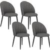 HOMCOM Set 4 sedie da pranzo imbottite effetto velluto con gambe in acciaio, Grigio | Aosom Italy