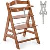 hauck Seggiolone Pappa in Legno Alpha+ - Seggiolone Evolutivo da 6 mesi fino a 90 kg - Sedia Evolutiva con Barra Frontale, Cintura Inguinale e a 5 Punti - Legno Certificato FSC® - Noce