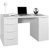 Composad | Scrivania della Linea ESPRESSO con 4 Cassetti e 1 Anta, Scrivania Ufficio Elegante e Moderna, per PC, (LxAxP) 146x75,4x59,6 cm, Colore Bianco Laccato, Made in Italy