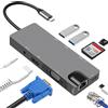 INF Hub USB-C 9 in 1 con USB 3.0, HDMI, RJ45, lettore di schede SD/TF, PD da 100 W, VGA