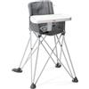 Bright Starts, Seggiolone Portatile Pop 'N Dine, Uso Interno/Esterno, Vassoio Privo di BPA, Facile da Piegare e Trasportare, Unisex, Per Bambini a Partire da 6 Mesi, Grigio