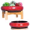 ARTKETTY Vasi per piante da interni, 18,5/25 cm, grandi vasi bonsai con vassoi, set di 2, vasi colorati per piante grasse, vasi in ceramica per piante di cactus, vaso da fiori decorativo da giardino