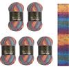 Wollbiene Crazy Cotton Batik, 5 gomitoli di lana da 100 g, 500 g, con sfumatura, 55% cotone, multicolore, per tutto l'anno (5040 arcobaleno)