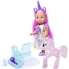 Smoby Evi Love Unicorn, bambola da gioco che indossa un dolce abito con cerchietto coordinato, con unicorno con stalla, mele e borraccia, 12 cm, a partire dai 3 anni in su