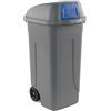 MobilPlastic Bidone mobile Cento Push 100Lt grigio c/coperchio blu per raccolta diff.