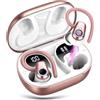 Poounur Cuffie Bluetooth sportive, senza fili, Bluetooth 5.3, con 4 microfoni, LED Earbuds, 50 ore di bassi profondi, impermeabili IP7, per lavoro, studio, sport