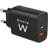 Ewent Caricabatterie USB C, Caricatore USB-C per iPhone 16/15/14/13/12/11/Pro/Max/Mini/SE/X/XR/XS/8/7, iPad Pro/Air, Air/Pods Pro, Samsung, Huawei, XiaoMi etc.,2-porte,20W Type C Super Veloce,Nero