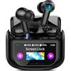 QXUFV AI Cuffie Traduzione 4-in-1 Auricolari Cuffiette Traduttore Istantaneo Vocale in 164 Lingue Cancellazione Rumore ANC/ENC 7 Modalità Traduzione Schermo Tattile LED Musica/Chiamate/Traduttore (Nero)
