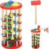 NASSMOSSE Giocattolo Montessori per Far Cadere la Palla, Torre di Caduta della Palla in Legno con Rampe vorticose, Martello e 3 Palline, Giocattolo educativo Montessori per Bambini dai 3 Anni