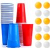 talifoca Set di bicchieri da birra per pong, con 50 bicchieri (500 ml) e 12 palline da ping pong, bicchieri riutilizzabili per feste, compleanni, festival, matrimoni e campeggio