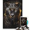 JIANGENNF Puzzle da 1000 pezzi per adulti, Giaguaro Nero in Inchiostro Dorato, Giocattolo Fai da Te, Interazione Genitore-Figlio, Collezione d'Artista, Belle Arti 38x52cm