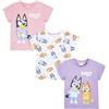 Bluey T-shirt da ragazza, confezione da 3, 100% cotone e bingo, confezione multipla estiva, dai 2 agli 8 anni, prodotto ufficiale