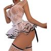 mini kitty Lingerie sexy da donna a rete da pesce, in pizzo e tutù, gonna con calze, baby doll trasparente, mini abito da balletto da notte per club e feste