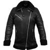 MERCH ATTIRE Giacca da aviatore da donna in pelle di alta qualità con bordo in pelliccia sintetica di montone, design motociclistico in nero, Nero - Vera Pelle, S