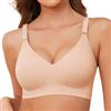 TOMEEK Reggiseno Senza Ferretto da Donna, Cuciture Comodo Reggiseno Scollo a V Bustino con Imbottitura Comfy Bralette Seamless Cinghie Regolabili Base Top Corsetto(Viola,M)