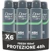Dove Men + Care Dove Men Care, Deodorante Uomo Spray, Classic Fresh, Antitraspirante, Protezione Fino a 48 Ore, Profumazione Agrumata, Formula Delicata sul Microbioma della Pelle, 6 Pezzi da 150 ml
