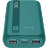 Cellularline Power Bank 10000 mAh con USB-C In/Out + 2 Porte USB-A - Ricarica Multipla e LED Indicatore - Verde