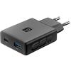 Cellularline Caricabatterie da rete Power Lite dual con tecnologia GaN+, doppia porta: USB-C 65 W Power Delivery e USB-A 18 W Quick Charge, design compatto, nero