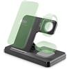 Teknoll - Wireless Charging Station - 15W per wireless smartphone - 5W per bluetooth audio - Slot cavo originale Apple Watch - Cavo USB-A to USB-C incluso - Ricarica simultanea - Nero