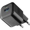 Cellularline Caricabatterie da rete con tecnologia GAN 30W - 2 porte USB-C e USB-A - ricarica rapida - formato compatto - nero