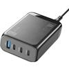 Cellularline - Multipower Desk GaN 130W - Caricabatterie da Rete 4 Porte Ultracompatto - 3 USB-C e 1 USB-A - Tecnologia GaN - Per Smartphone, Tablet e Laptop - Nero