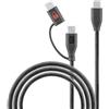 cellularline cavo USB-C Data Security Cable con adattatore data blocker integrato per il blocco dei dati, ricarica sicura fino a 60 W e una lunghezza di 150 cm, nero