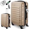 KESSER® Valigia da viaggio, incl, Bilancia per bagagli + Etichetta per bagagli, Trolley, Valigia, Serratura a combinazione, Guscio rigido in ABS, 66cm - 84L / Champagne