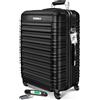 KESSER® Valigia da viaggio, incl, Bilancia per bagagli + Etichetta per bagagli, Trolley, Valigia, Serratura a combinazione, Guscio rigido in ABS, 75cm - 120L / Nero