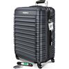 KESSER® Valigia da viaggio, incl, Bilancia per bagagli + Etichetta per bagagli, Trolley, Valigia, Serratura a combinazione, Guscio rigido in ABS, 75cm - 120L / Antracite