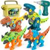 Dreamon Dinosauri Per Bambini 3 4 5 6 7 8 Anni Dinosauro Giocattolo con Scatola Portaoggetti Trapano Elettrico Costruzioni Giocattoli Puzzle Regalo per Ragazzi Ragazze
