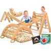 Kidiz® Montessori - Set 7 in 1 con arco da arrampicata, triangolo da arrampicata in legno, con cuscino, lavagna e orologio di apprendimento, parco giochi per bambini a partire da 1 anno e bambini
