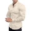 EOUOSS, camicia da uomo, aderente, maniche lunghe, elasticizzata, casual, con bottoni
