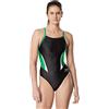 Speedo Costume da Bagno Intero da Donna Endurance The One Solid Team, Colore Nero Edge Verde, 32, Edge Black/Green, 38