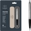 Parker Frontier Penna A Sfera CT In Acciaio Inox Blu Fine Quink Push OEM Nuova