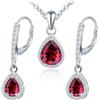 MICMIF Set Gioielli Zirconia a Goccia in Argento 925 per Donna, Orecchini Pendenti Lacrime e Collana Ciondolo Pietre zaffiro cristallo ametista rosa acquamarina rubino smeraldo