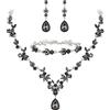 Clearine Set di gioielli da sposa per donna, collana a Y, bracciale tennis e orecchini pendenti, set di cristalli a goccia, marquise cluster per damigella d'onore blu argento,