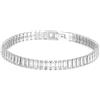 Homxi Bracciali Donna Bianco Argento,Bracciale in Acciaio Inossidabile Donna Rettangolo con Zirconia Cubica Bracciale da Donna 20CM