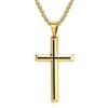Stfery Collana con ciondolo a croce in acciaio inossidabile con bordo smussato da uomo, oro/argento/nero, 28 x 48 mm, 28x48mm, Metallo, Non pietra preziosa
