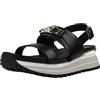 Liu Jo - Sandali sportivi da donna, con plateau, colore: bianco, strisce nere con fibbia, suola antiscivolo, Nero , 39 EU