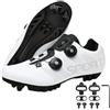 Surwin Scarpe Ciclismo MTB Uomo Donna, Scarpe Mountain Bike Unisex Traspirante Antiscivolo con 2 Bulloni e Tacchetti, Sneakers con Design Fibbia Girevole, 36EU-47EU (Bianco A,42)