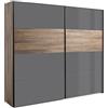 Composad | Armadio con 2 Ante Scorrevoli della Linea INFINITO, Armadio Moderno, Elegante, Camera da Letto, (LxAxP) 250x223x67 cm, Grigio Titanio Laccato e Noce Brera, Made in Italy