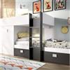 Dmora Bambini Cevedale, Cameretta Completa con Armadio e cassetti, Composizione Letto a Castello con Due lettini Singoli, 271x111h150 cm, Bianco, Blu e Antracite